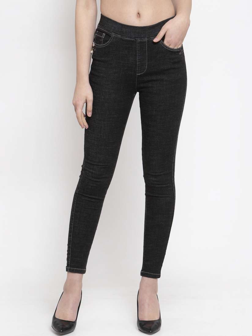 Buy Gipsy Women Black Regular Fit Mid Rise Solid Denim Jeggings Jeggings for Women 11633620 Myntra