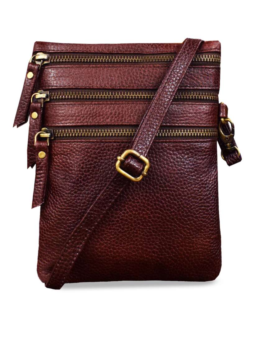 Buy ABYS Brown Solid Leather Messenger Bag Messenger Bag for Unisex 11639838 Myntra