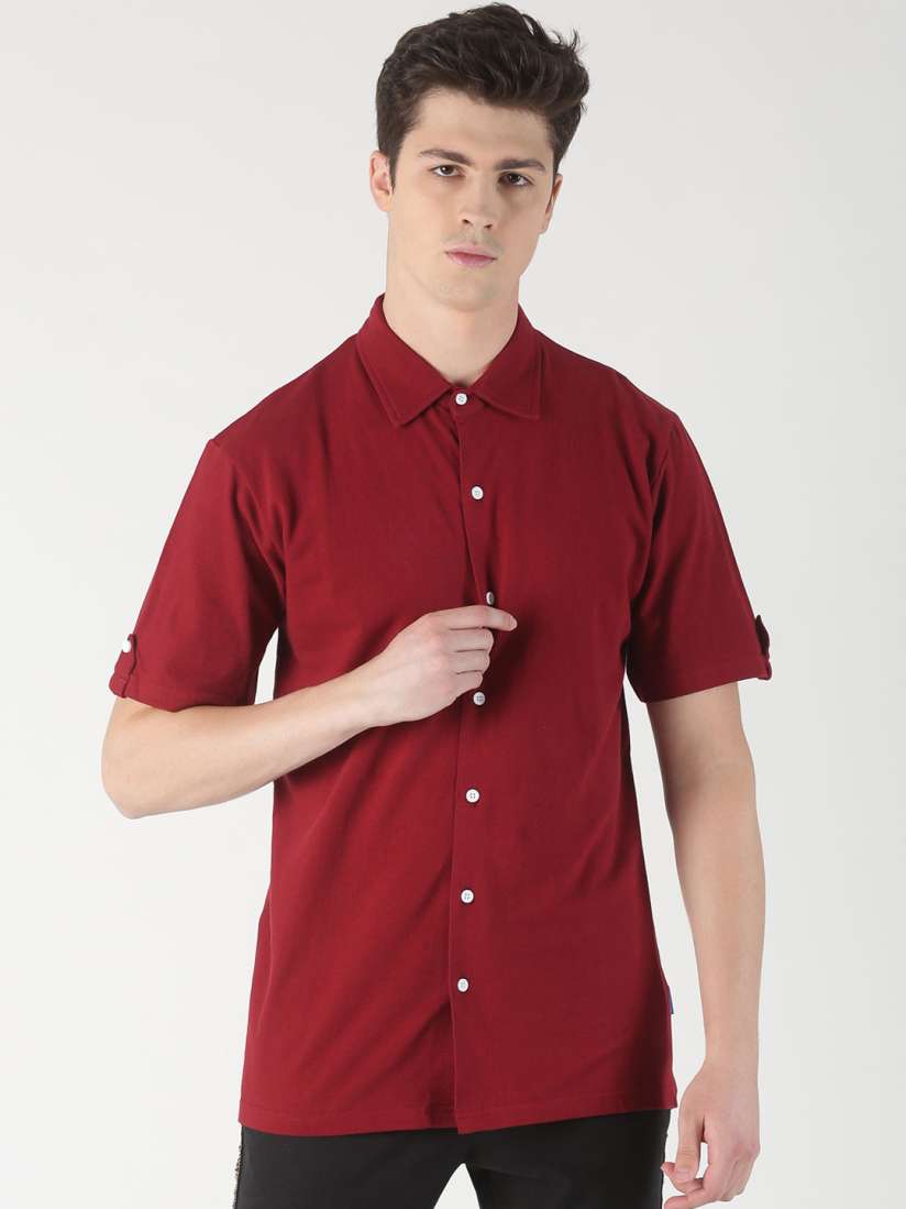 Buy Blue Saint Men Maroon Regular Fit Solid Casual Shirt Shirts for Men 11646880 Myntra