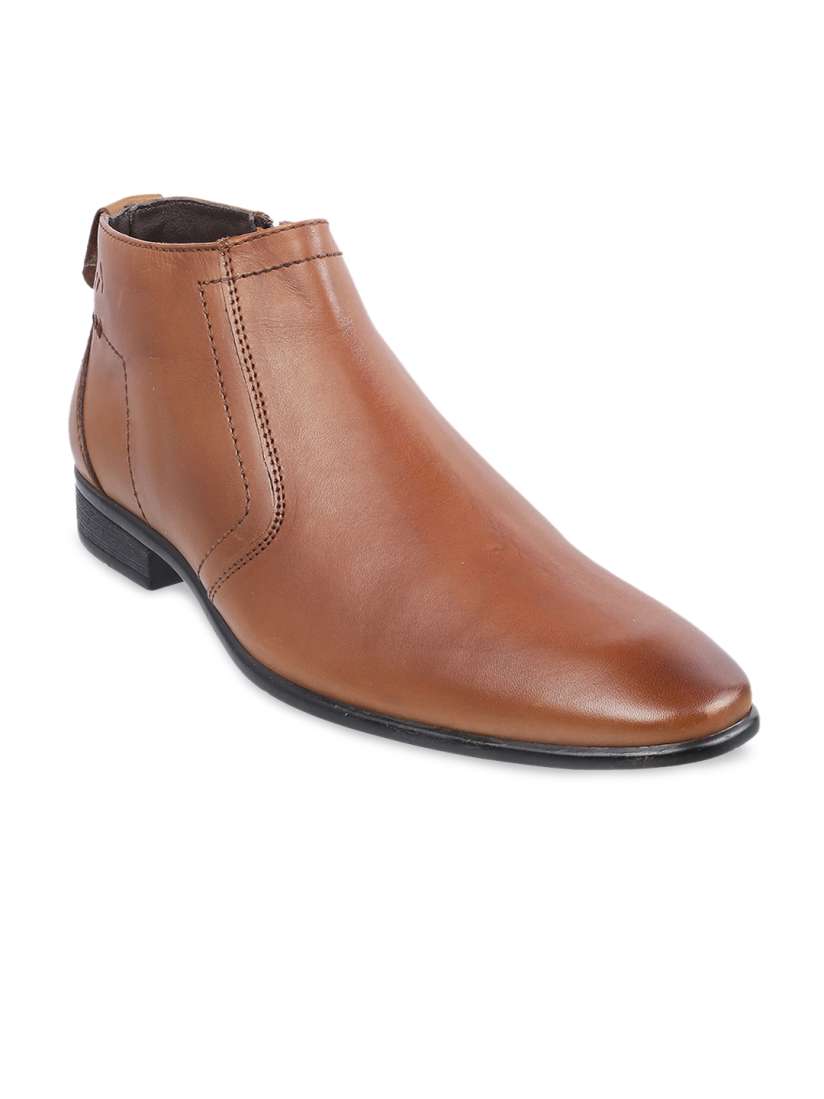 Buy Metro Men Tan Brown Textured Leather High Top Leather Flat Boots Casual Shoes for Men 11987470 Myntra
