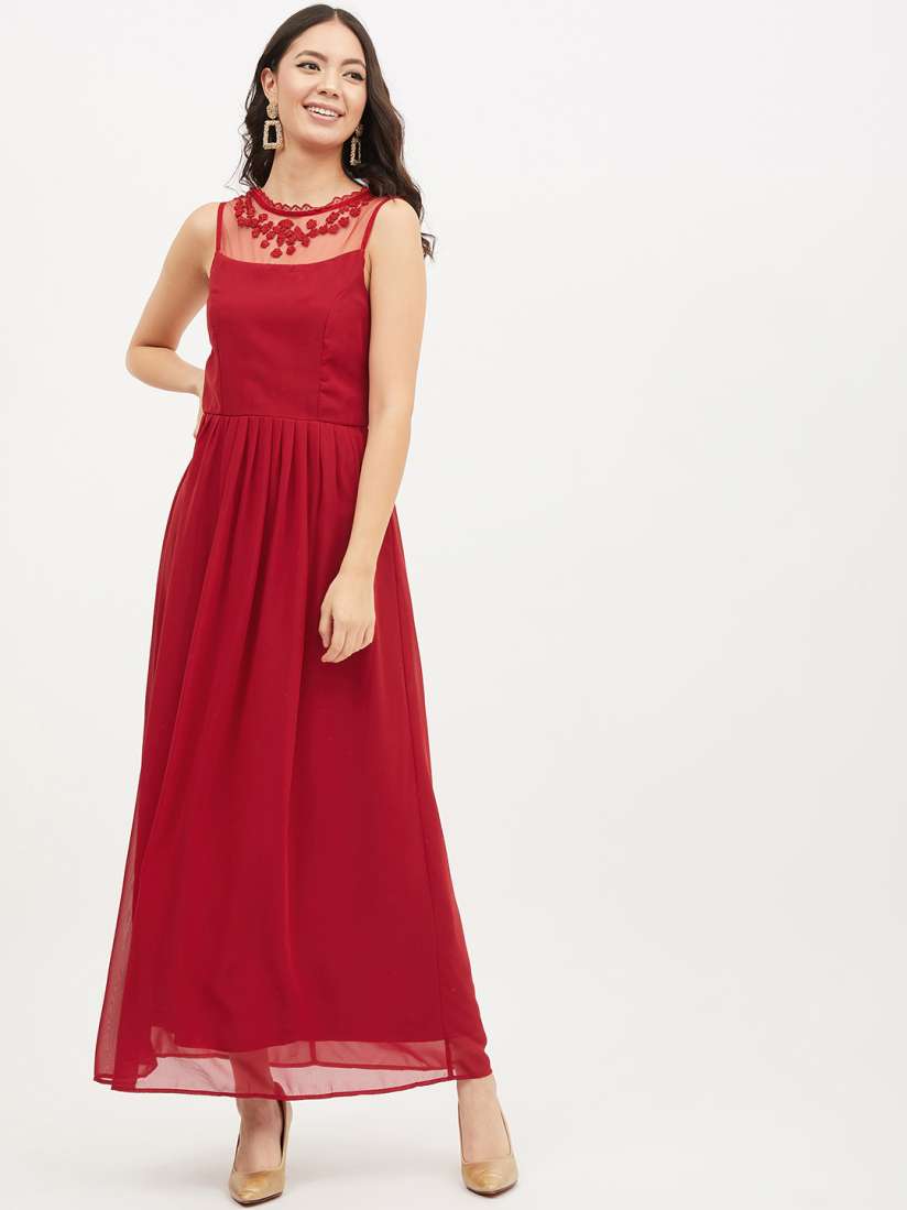 Buy Harpa Women Red Solid Maxi Dress Dresses for Women 11984592 Myntra
