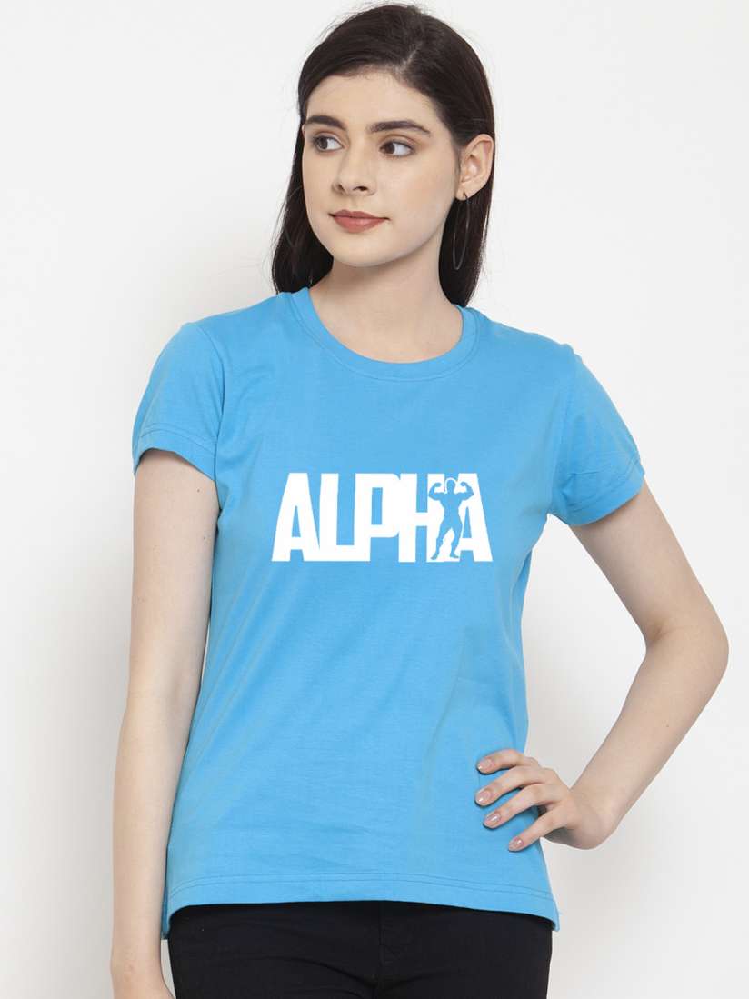 Buy Friskers Women Blue Printed Round Neck Slim Fit T shirt Tshirts for Women 11996608 Myntra