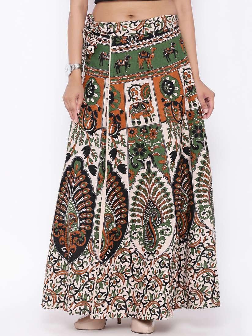 Buy SOUNDARYA Women Multicoloured Printed Flared Wrap Around Maxi Skirt Skirts for Women 11908300 Myntra