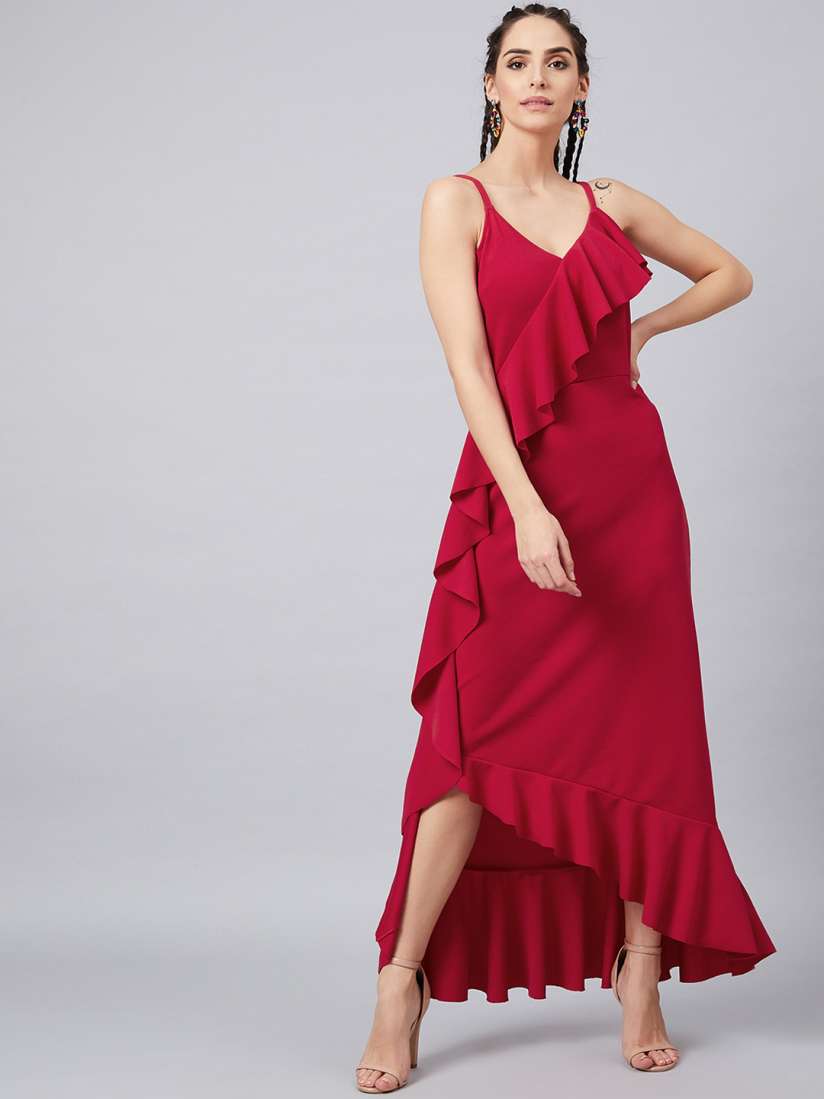 Buy Athena Women Red Solid Maxi Dress Dresses for Women 11919400 Myntra