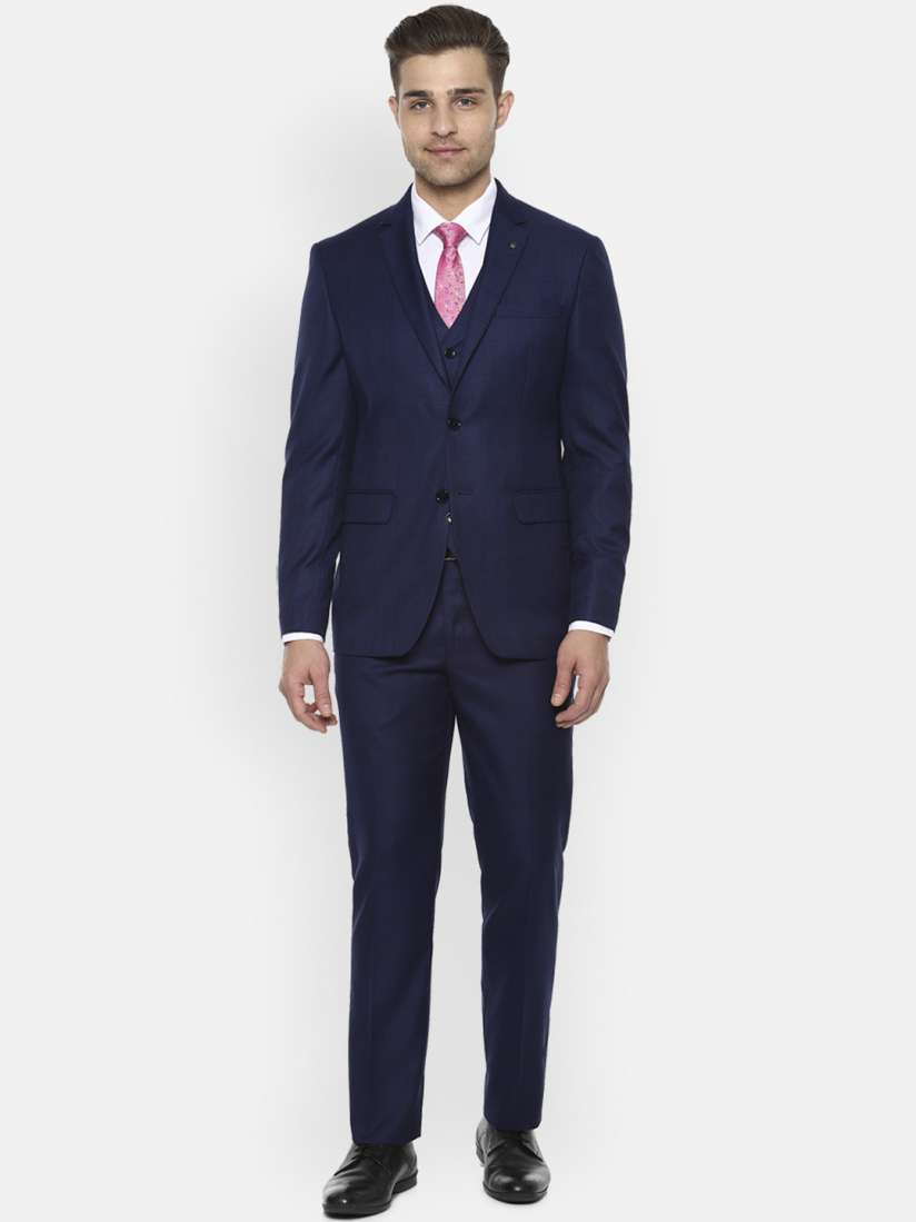 Buy Louis Philippe Men Navy Blue Checked Slim Fit Three Piece Suit Suits for Men 12072254 Myntra