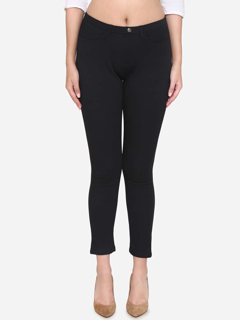 Buy Vami Women Black Solid Jeggings Jeggings for Women 12099666 Myntra