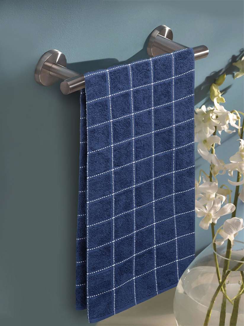Buy MYTRIDENT Blue Checked 450 GSM Dusk Dawn Bath Towels Bath Towels for Unisex 12098584 Myntra