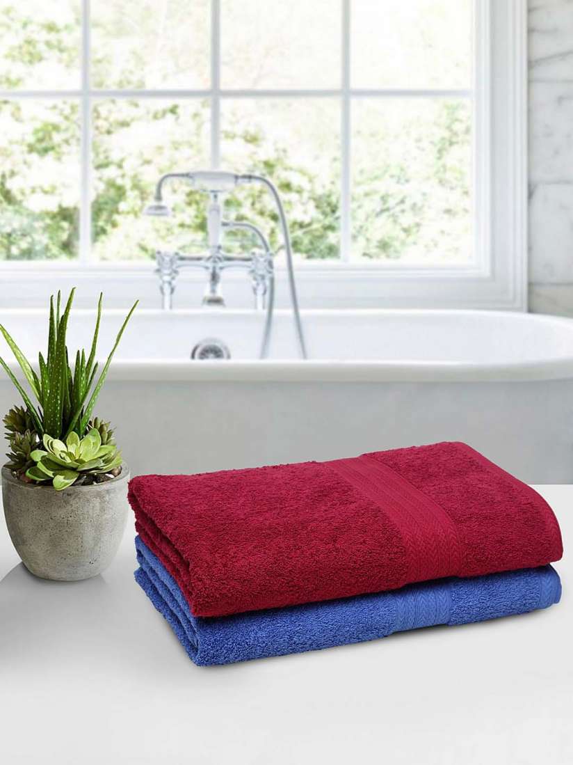 Buy BOMBAY DYEING Unisex Set Of 2 Solid Tulip 450 GSM Bath Towels Towel Set for Unisex 12012588 Myntra