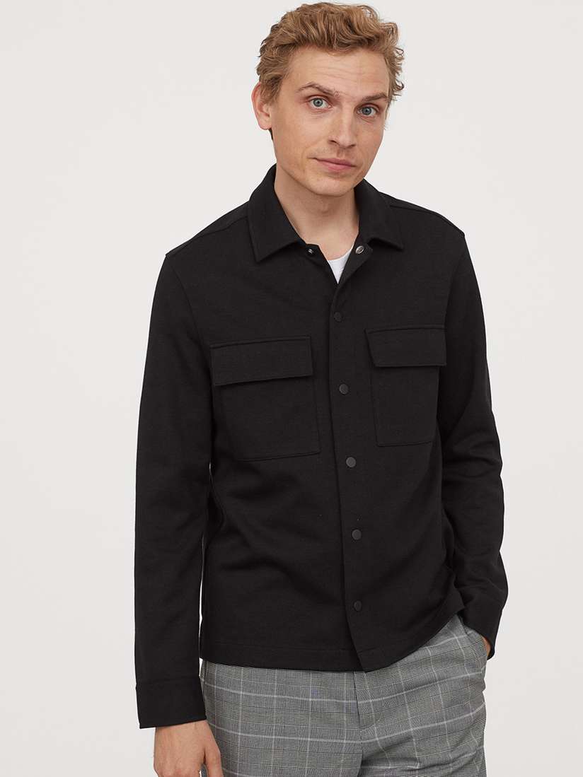 Buy H\u0026M Men Black Jersey Shacket - Jackets for Men 12119510 | Myntra