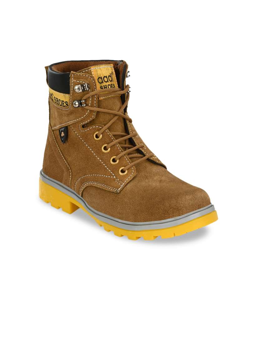 Buy aadi Men Tan Brown Solid Mid Top Flat Boots Casual Shoes for Men 12120314 Myntra