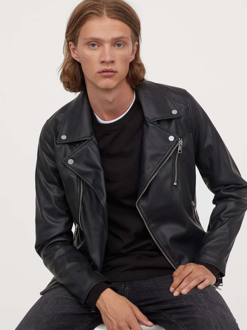 H&m mens leather biker jacket clearance