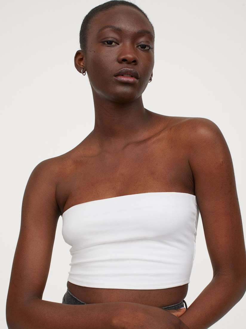 Buy H M Women White Solid Jersey tube top Tops for Women 12154430 Myntra