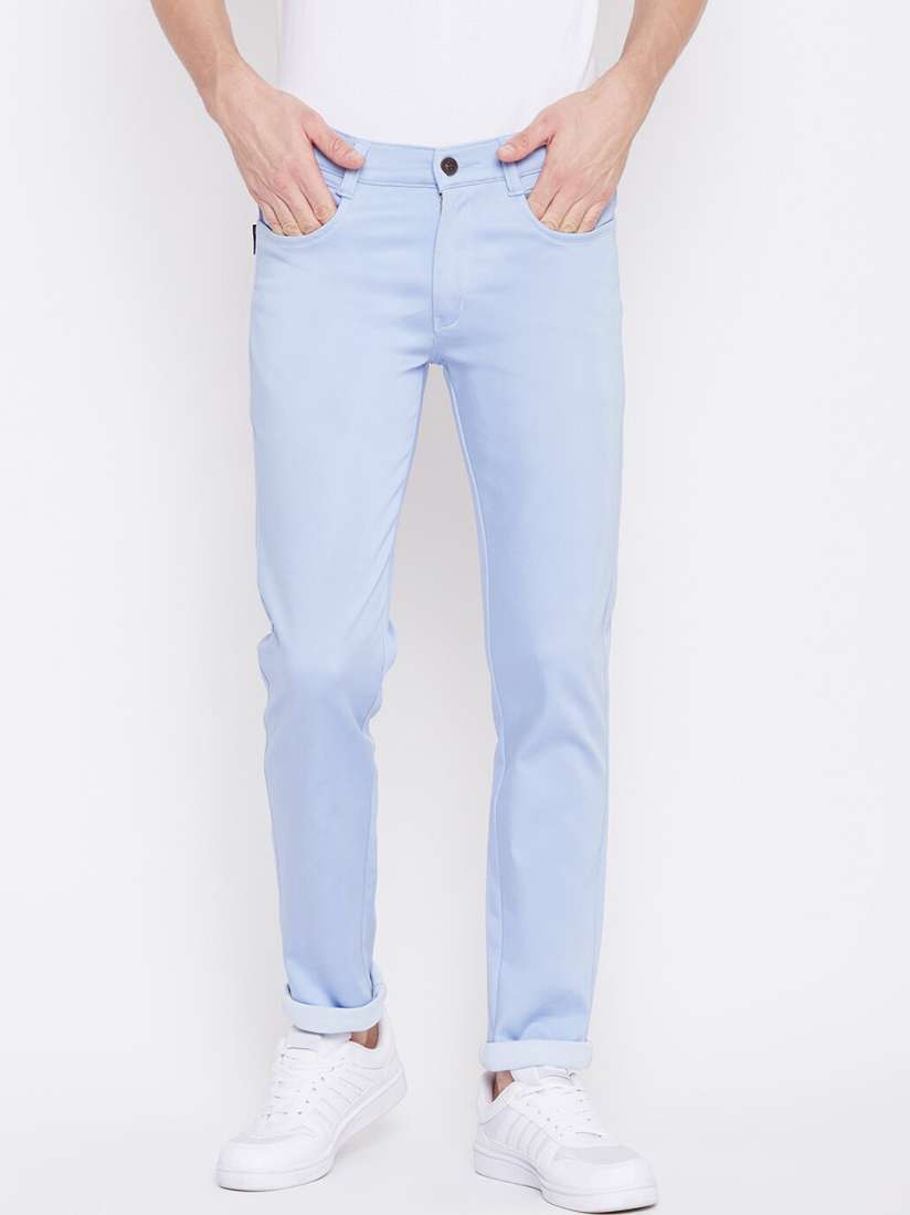 Buy Nation Polo Club Men Blue Skinny Fit Solid Regular Trousers Trousers for Men 12161148 Myntra