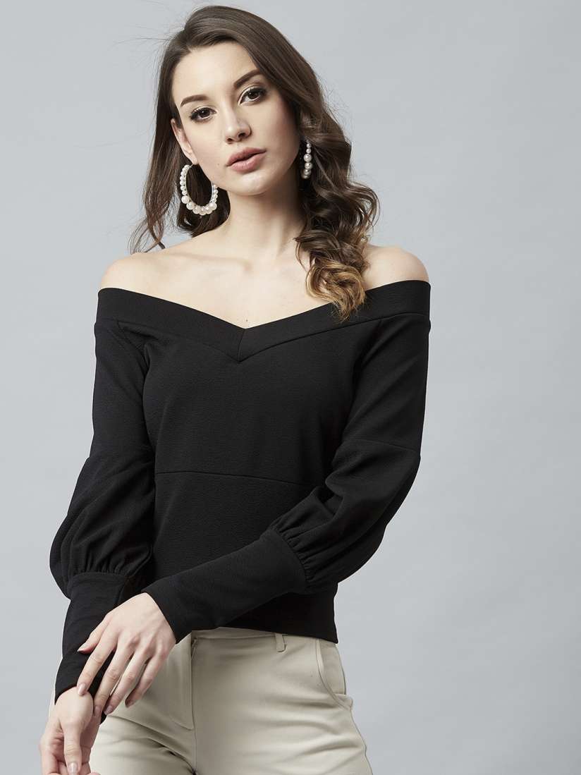 V neck bardot top top