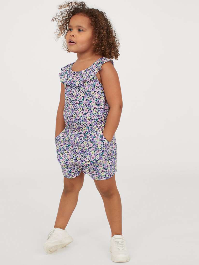Buy H M Girls Purple Blue Printed Flounced Playsuit Jumpsuit for Girls 12029936 Myntra