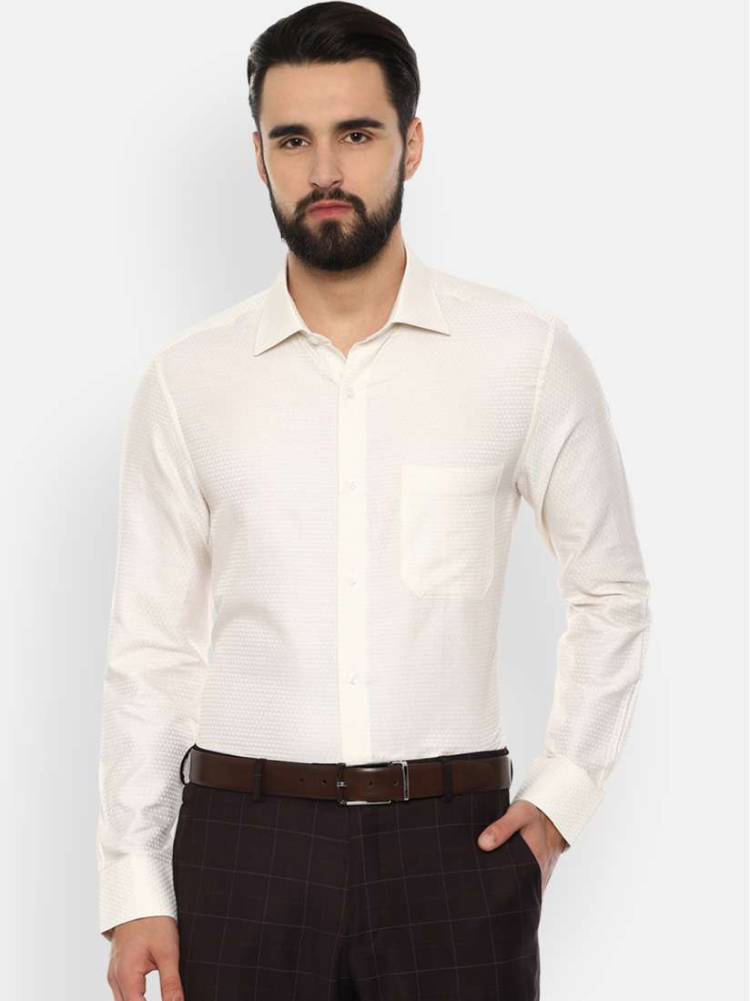 Buy Louis Philippe Men Cream Coloured Regular Fit Self Design Formal Shirt Shirts for Men 12058840 Myntra