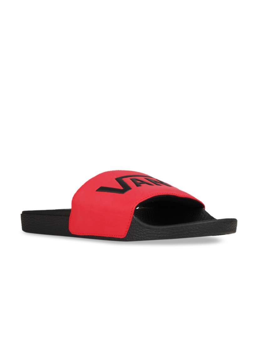 Vans red slides cheap