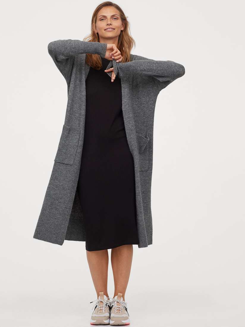 Buy H M Woman Grey Melange Solid Longline Cardigan Sweaters for Women 12292156 Myntra