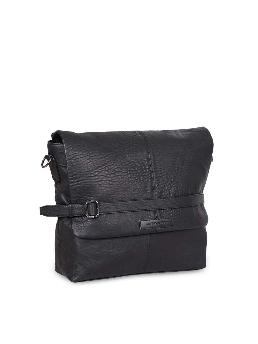 Buy Justanned Men Black Solid Leather Messenger Bag Messenger Bag for Men 12332824 Myntra