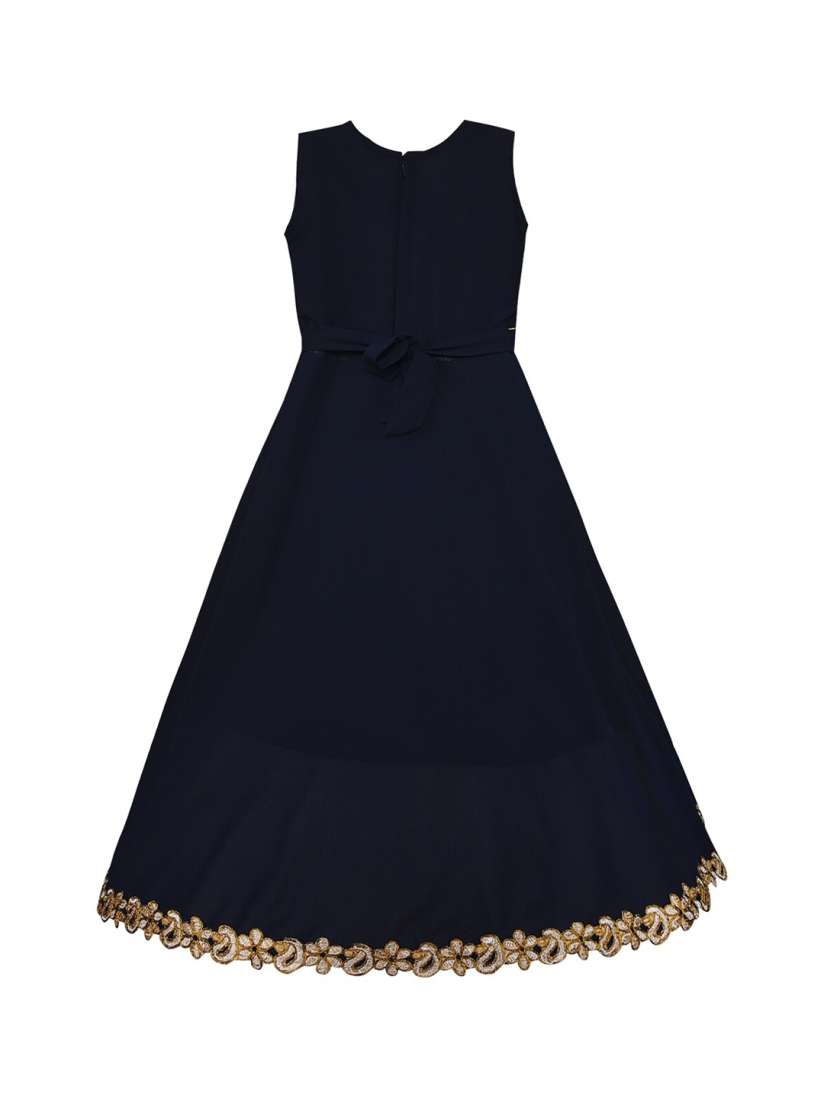 Buy Wish Karo Girls Navy Blue Solid Maxi Dress Dresses for Girls 12353606 Myntra