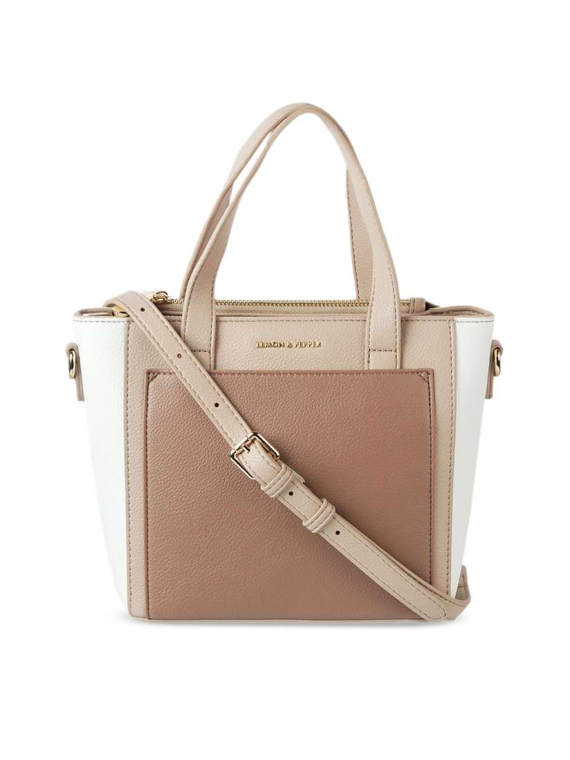 Buy LEMON PEPPER Beige Brown Colourblocked Handheld Bag Handbags for Women 12365998 Myntra