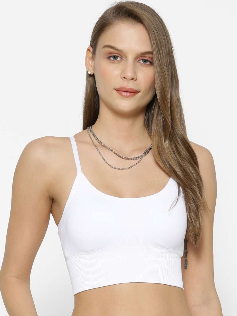 Buy FOREVER 21 White Solid Non Wired Lightly Padded Cami Sports Bra Bra for Women 12193024 Myntra