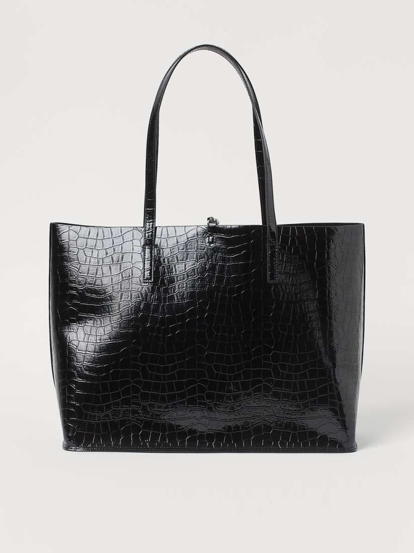 Buy H M Women Black Crocodile Patterned Tote Bag Handbags for Women 12197474 Myntra
