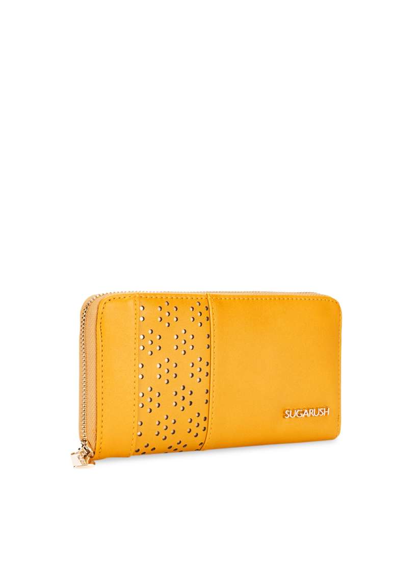 Buy Sugarush Women Yellow Solid Zip Around Wallet Wallets for Women 12187524 Myntra