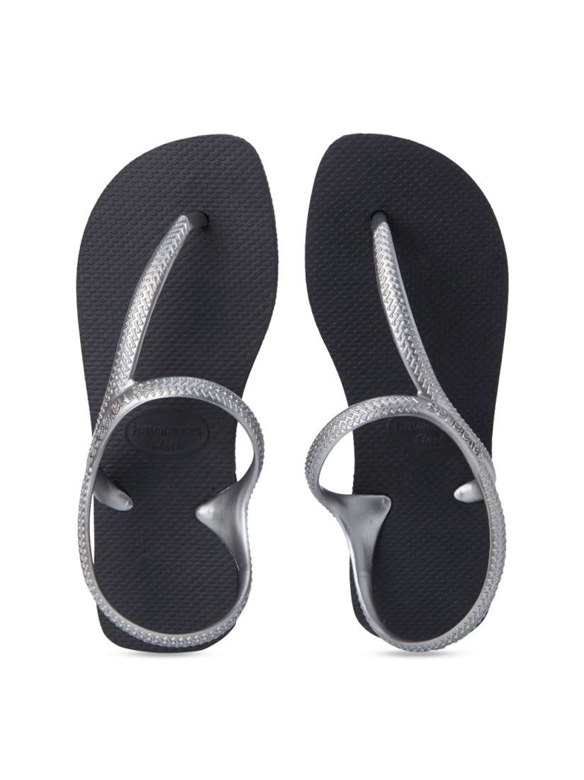 Buy Havaianas Women Black Silver Toned Solid Slip Ons Flip Flops for Women 12184302 Myntra