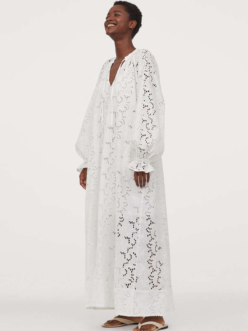 Buy H M Women White Solid Broderie Anglaise Sustainable Dress Dresses for Women 12204018 Myntra