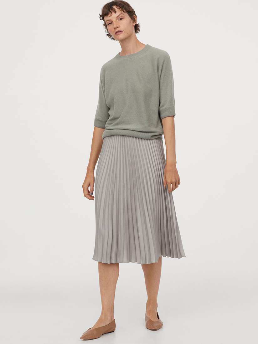Buy H M Women Grey Solid Accordion Pleated Skirt Skirts for Women 12201270 Myntra