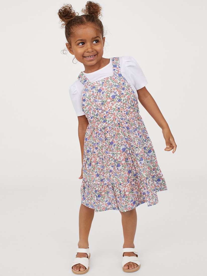 Buy H M Girls Multicoloured Printed Dungaree Dress Dresses for Girls 12203874 Myntra
