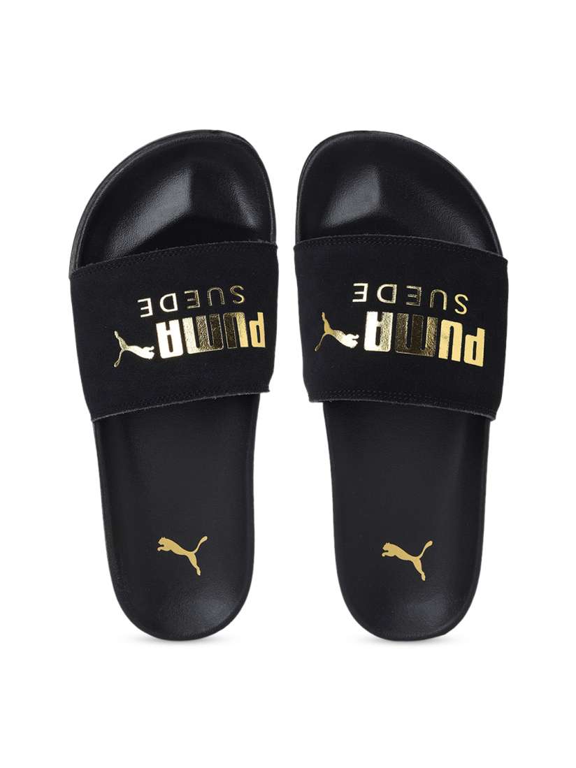 Buy Puma Unisex Black Gold Toned Printed Leadcat FTR Suede Classic Sliders Flip Flops for Unisex 12210040 Myntra