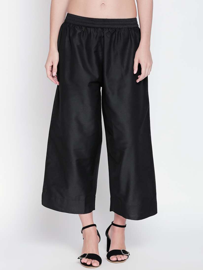 Black palazzo pants myntra sales