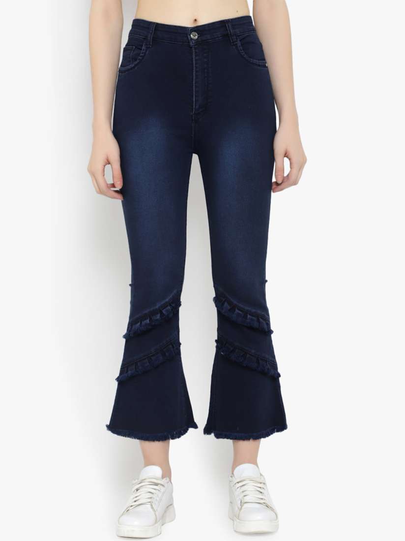 Buy Perfect Outlet Women Blue Wide Leg High Rise Clean Look Jeans Jeans for Women 12445918 Myntra