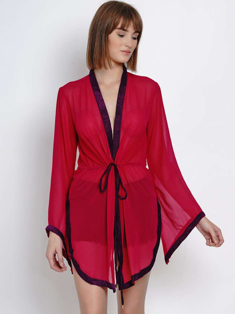 Buy EROTISSCH Women Red Purple Solid Mini Robe Robe for Women 12494102 Myntra