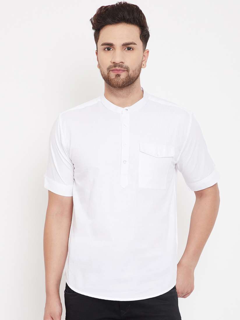 White solid straight kurta top