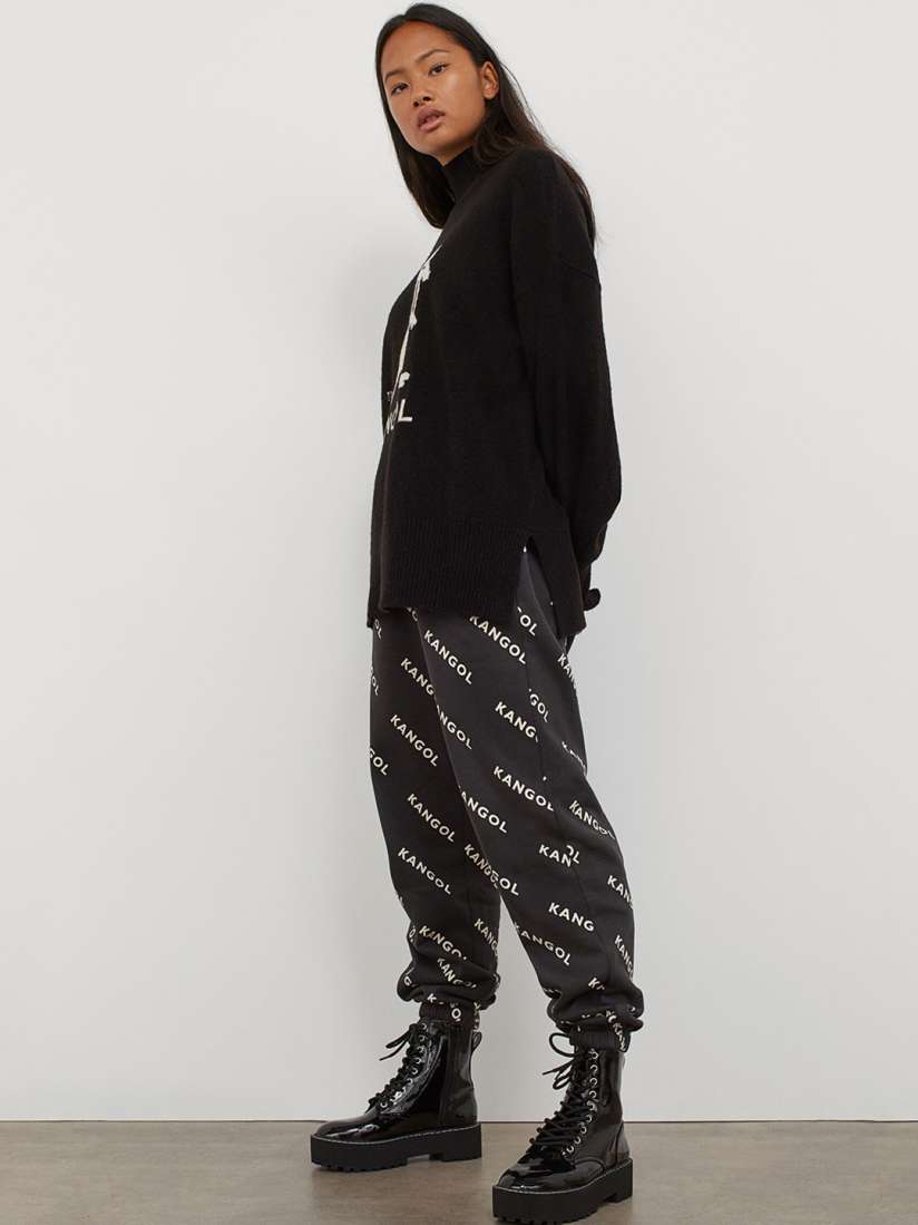 Buy H M Women Charcoal Grey Off White Printed Joggers Trousers for Women 12507814 Myntra