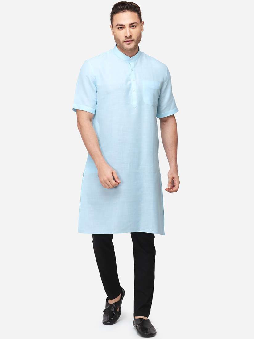 Buy JADE BLUE Men Blue Solid Straight Modi Kurta Kurtas for Men 12537540 Myntra