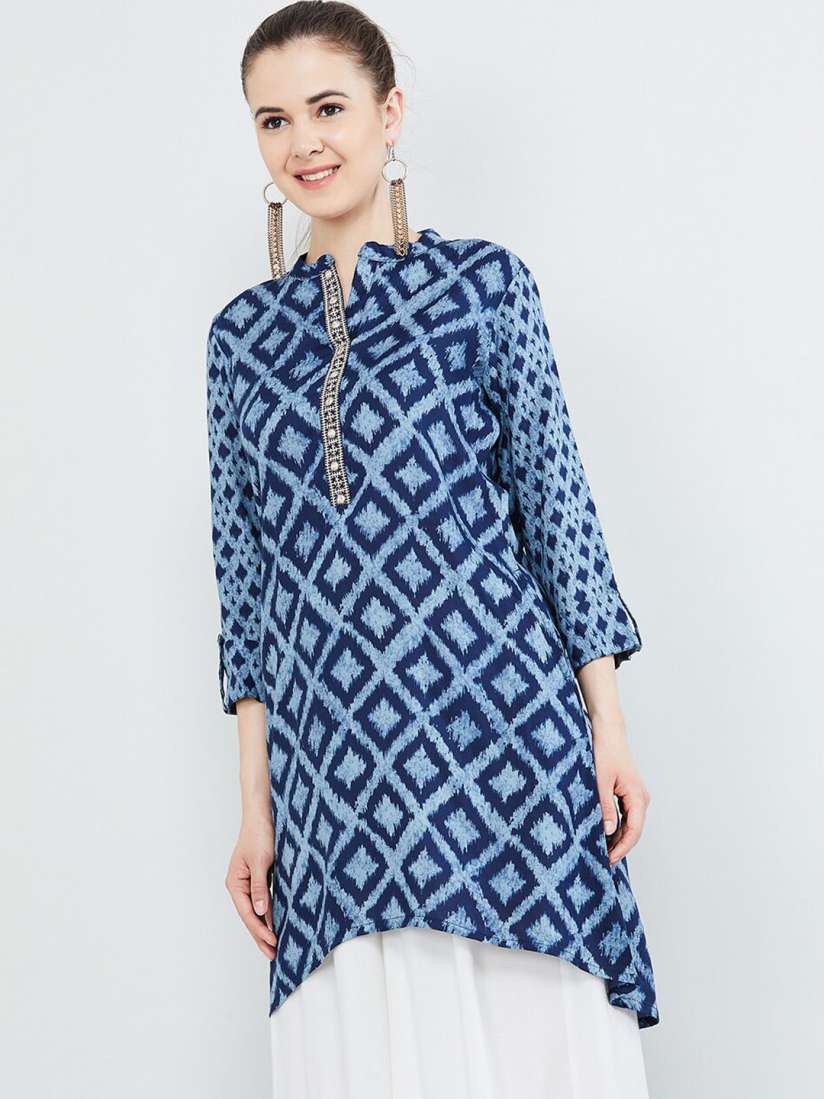 Buy max Women Blue Printed A Line Kurti Kurtis for Women 12631274 Myntra