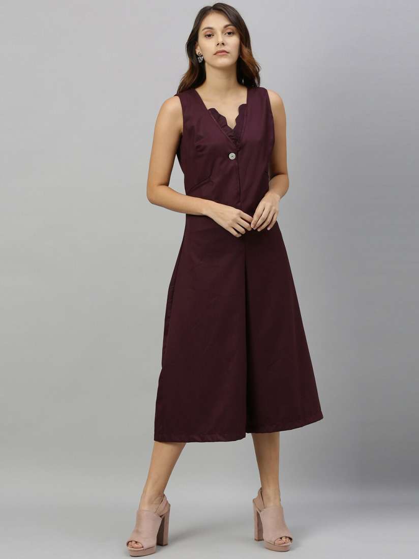 Burgundy culotte jumpsuit discount
