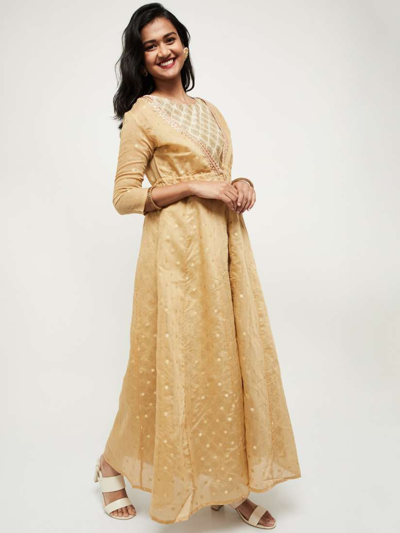 Buy max Women Gold Printed Anarkali Kurta with Jacket Kurtas for Women 13437468 Myntra