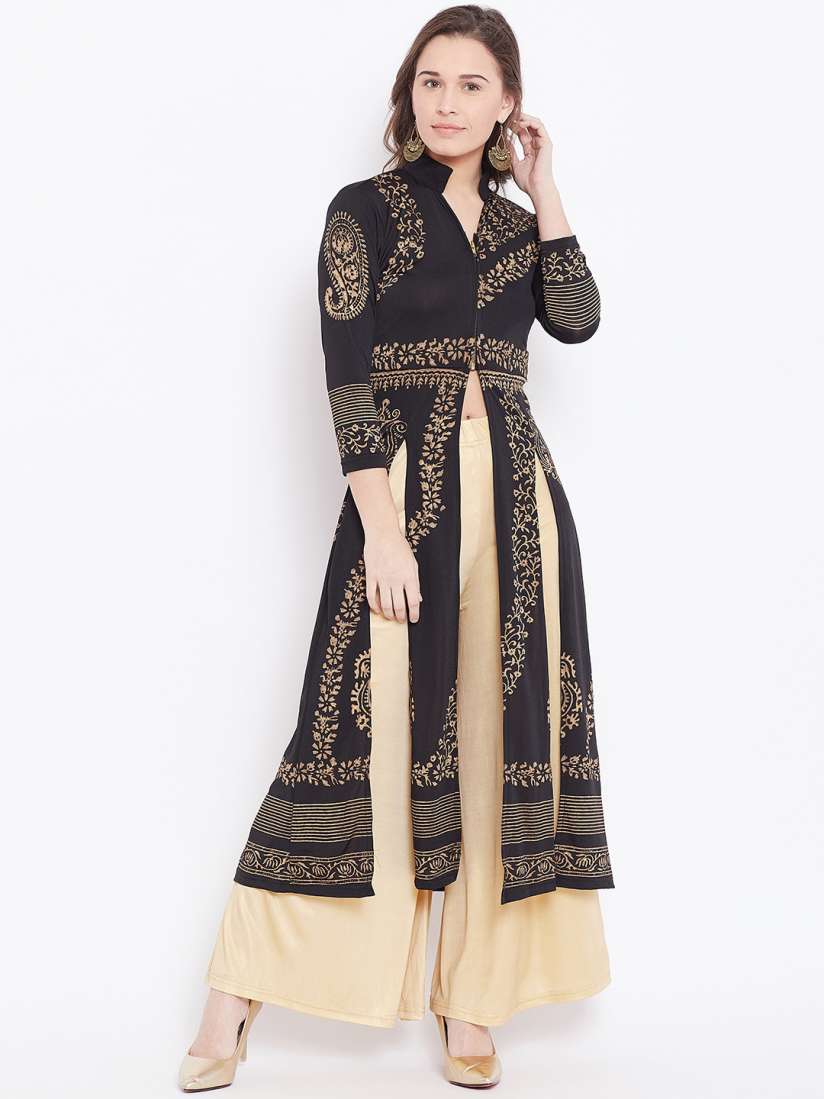 Buy Ira Soleil Women Black Printed Lightweight Open Front Jacket Jackets for Women 13441440 Myntra