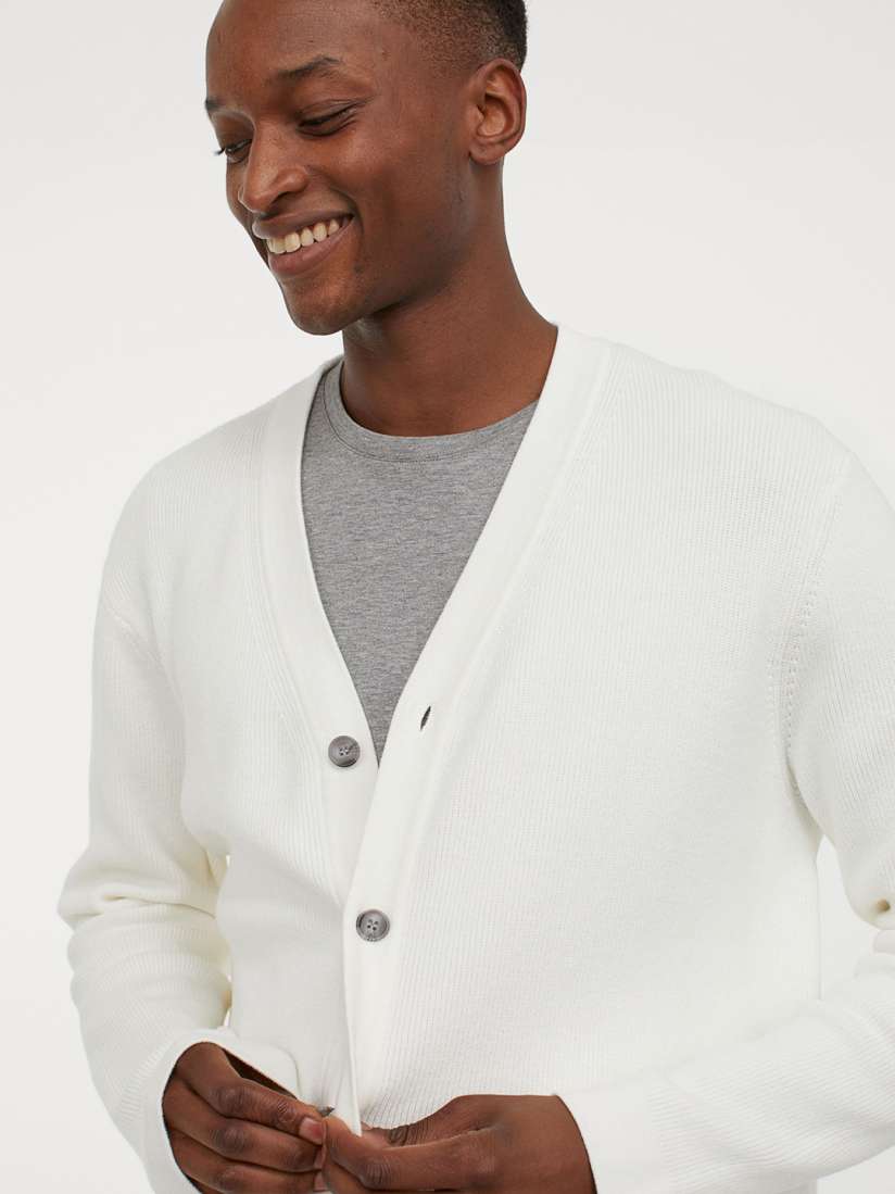 White ribbed cardigan on sale