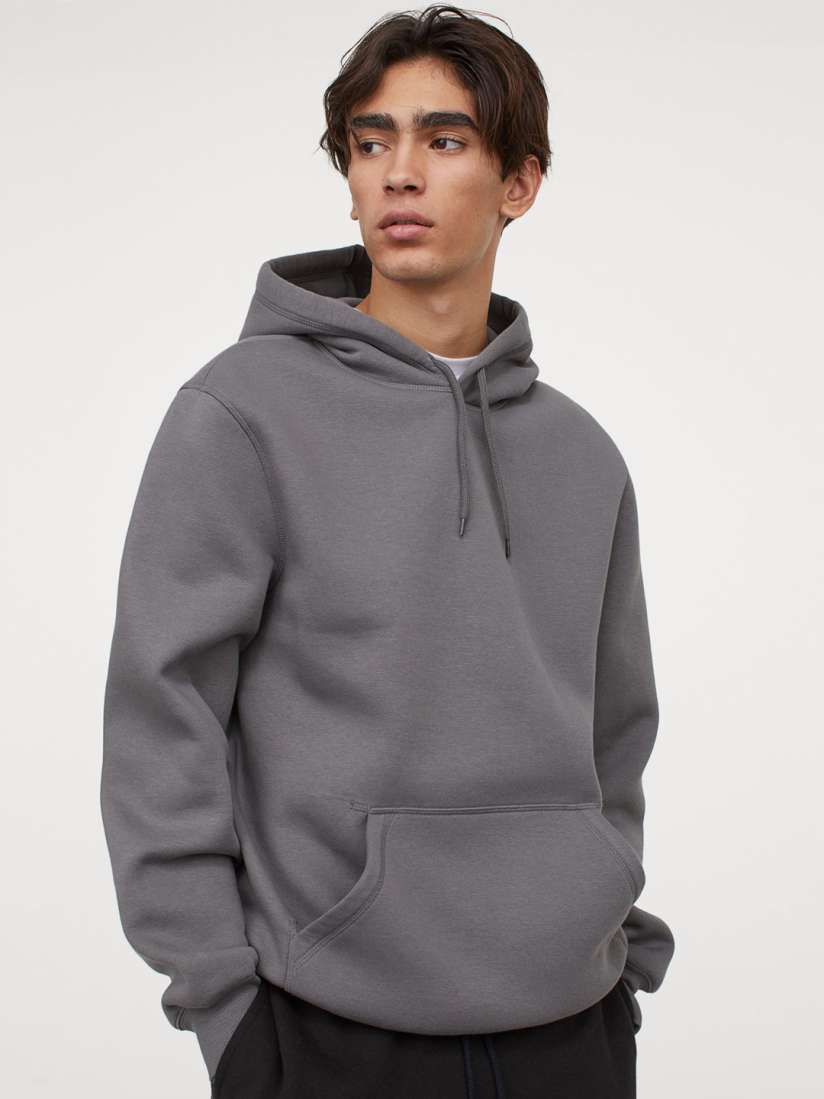 Buy H M Men Grey Solid Relaxed Fit Hoodie Sweatshirts for Men 13440022 Myntra