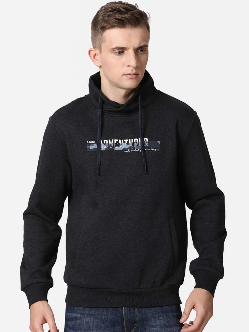 Buy t base Men Black Printed Sweatshirt Sweatshirts for Men 13453856 Myntra