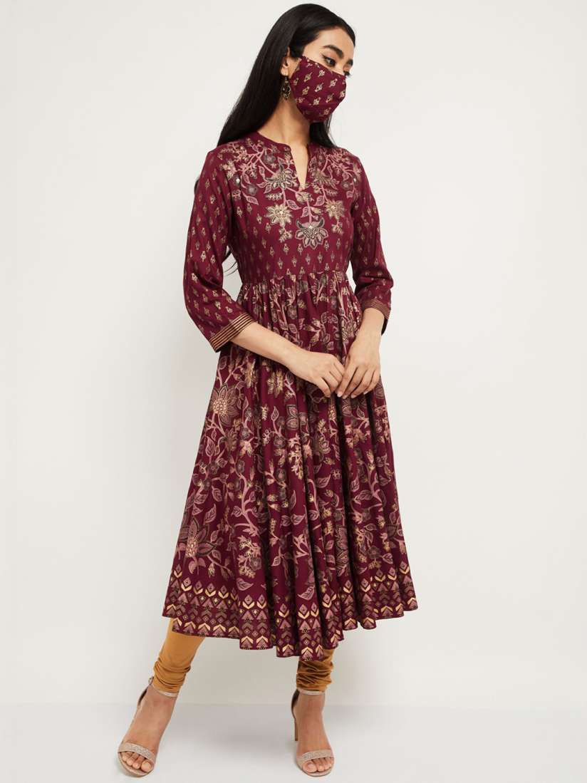 Buy max Women Purple Printed Anarkali Kurta Kurtis for Women 13457062 Myntra
