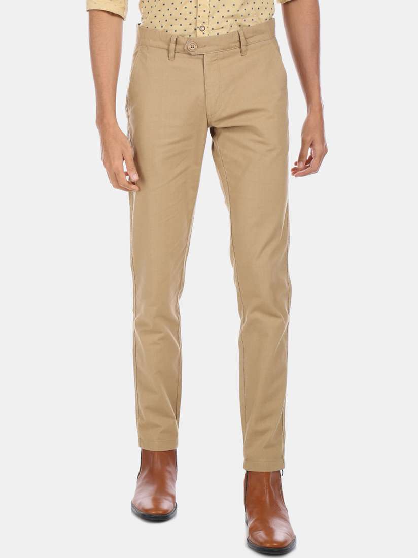 Buy Ruggers Men Khaki Regular Fit Solid Pure Cotton Trousers Trousers for Men 13467310 Myntra