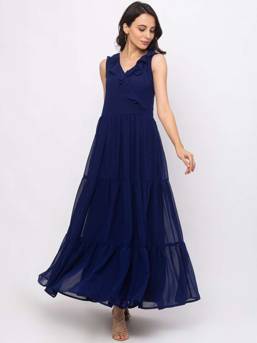 Buy Iti Women Navy Blue Solid Maxi Dress Dresses for Women 13471008 Myntra
