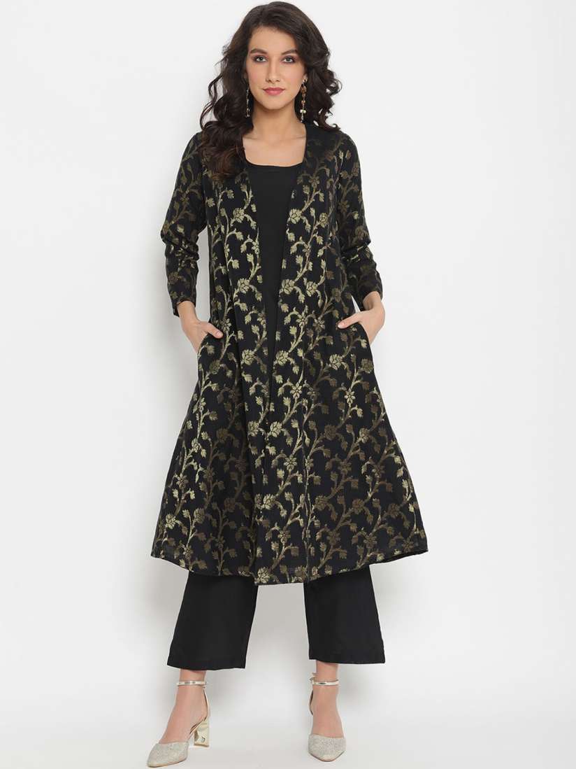 Buy Abhishti Women Banarasi Long Jacket Kurta with Trousers Kurta Sets for Women 13480154 Myntra